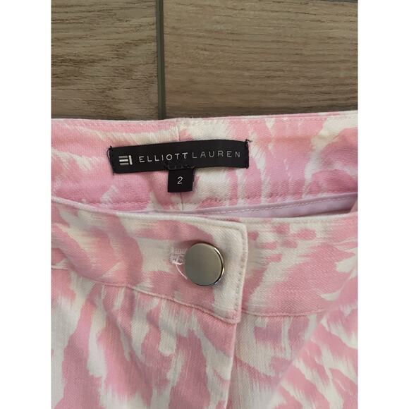 Elliott Lauren Pink And White Leopard Print Cropped Stretch Jeans Size 2 - Picture 8 of 15
